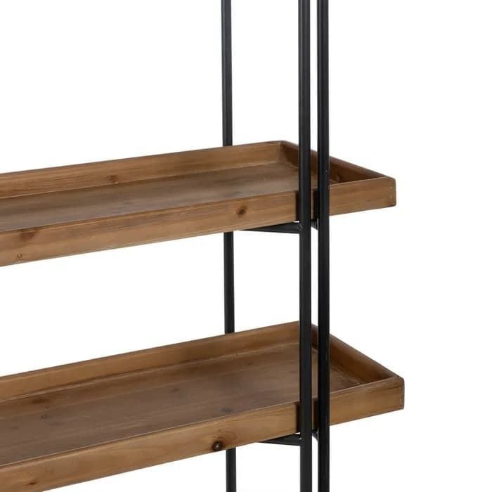 Estantería natural-negro metal/madera 111x34x176 cm - Imagen 3