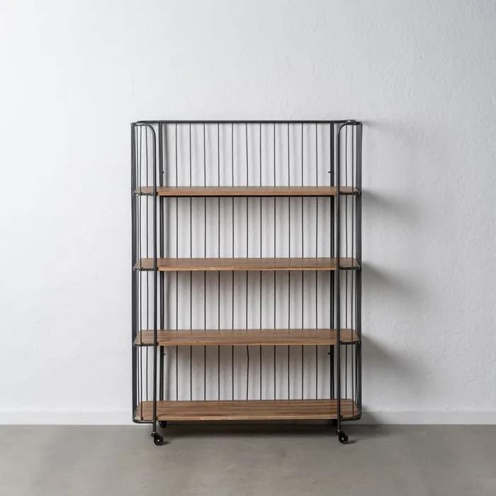 Estantería natural-negro metal/madera 115x42x153 cm - Imagen 1