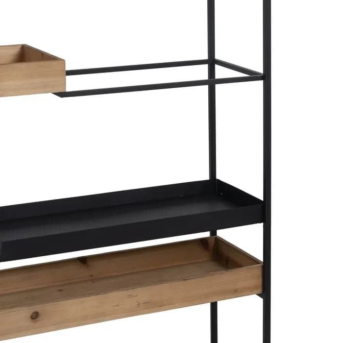 Estantería negro-marrón metal/madera 85x26x130 cm - Imagen 3