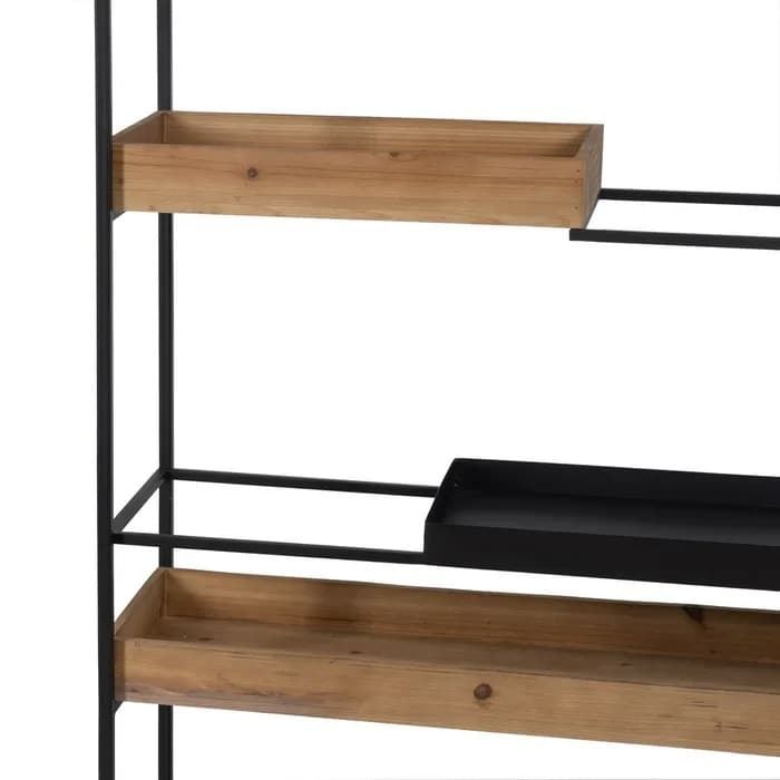 Estantería negro-marrón metal/madera 85x26x130 cm - Imagen 4