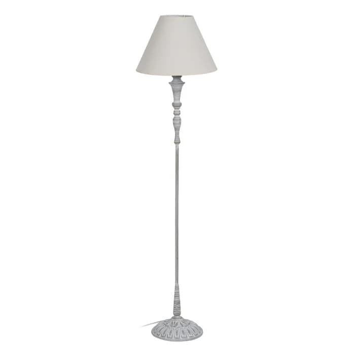 Lámpara suelo blanco rozado metal/tejido 38x38x155 cm - Imagen 1
