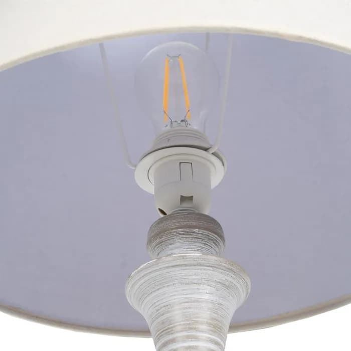 Lámpara suelo blanco rozado metal/tejido 38x38x155 cm - Imagen 5
