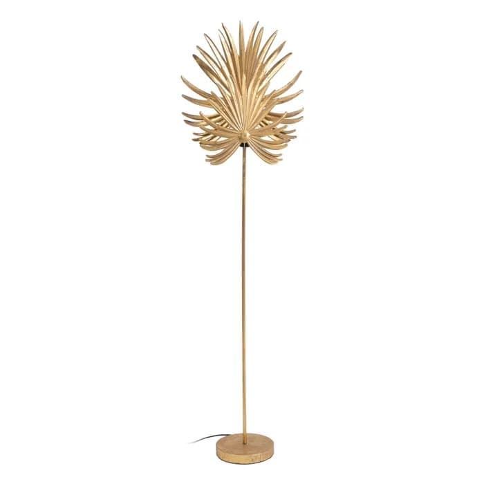 Lámpara suelo hojas oro metal 48.50x23.50x172 cm - Imagen 1