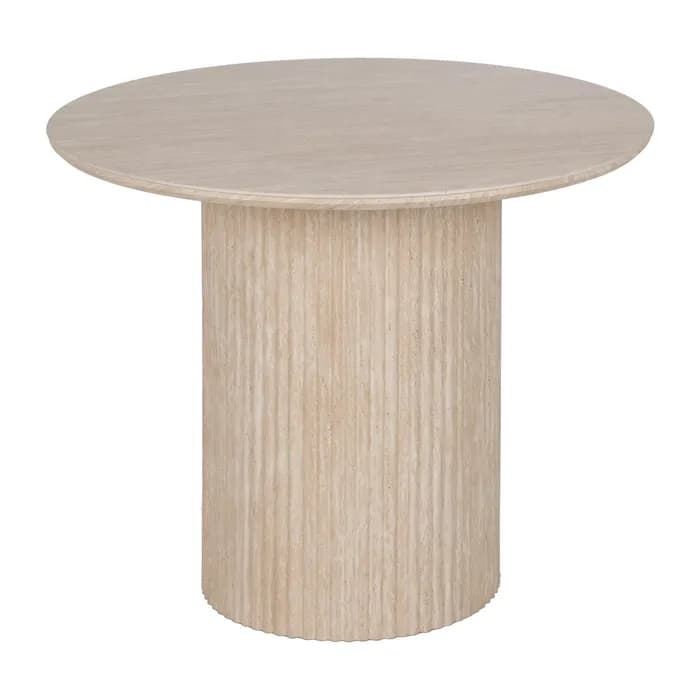 Mesa comedor beige piedra MDF decoración 90 x 90 x 76 cm - Imagen 1