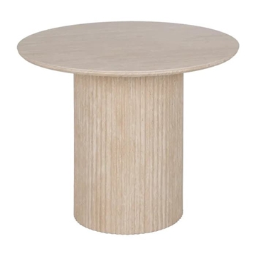 Mesa comedor beige piedra MDF decoración 90 x 90 x 76 cm - Imagen 1
