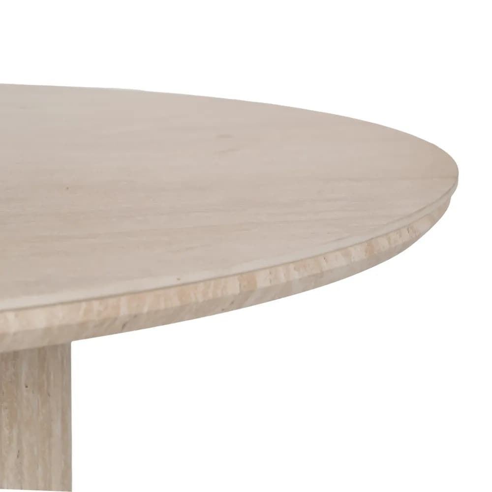 Mesa comedor beige piedra MDF decoración 90 x 90 x 76 cm - Imagen 3