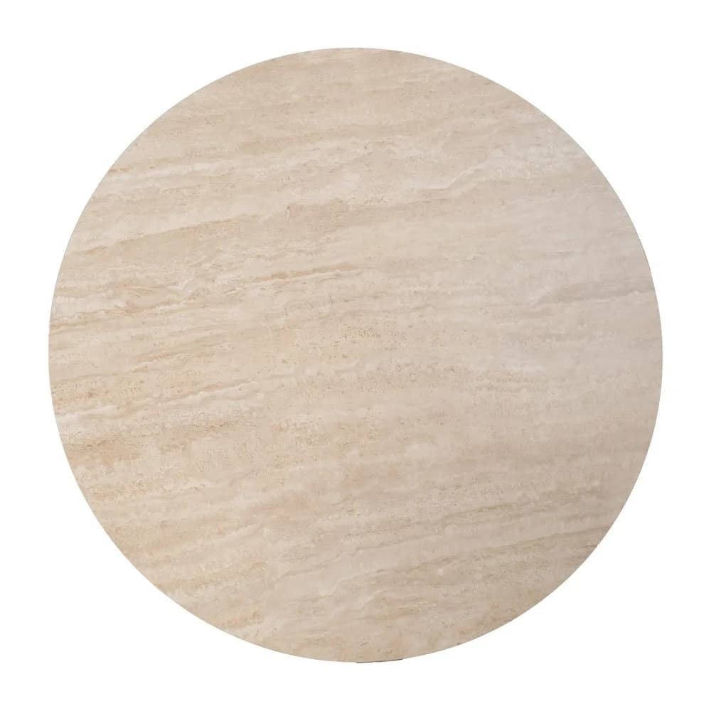Mesa comedor beige piedra MDF decoración 90 x 90 x 76 cm - Imagen 5