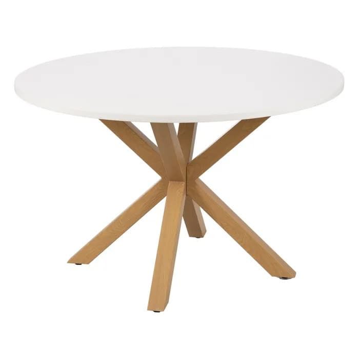 Mesa comedor blanco-natural DM-metal 120 x 120 x 76 cm - Imagen 1