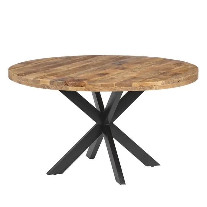 Mesa comedor natural-negro madera-hierro 140 x 140 x 77 cm - Imagen 1