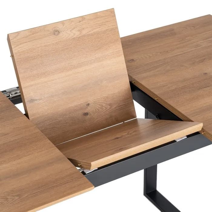 Mesa extensible natural DM-metal salón 120 x 80 x 76 cm - Imagen 4