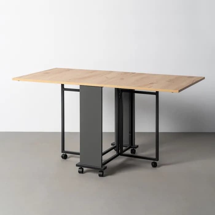 Mesa plegable negro-natural 148 x 71 x 74 cm - Imagen 2