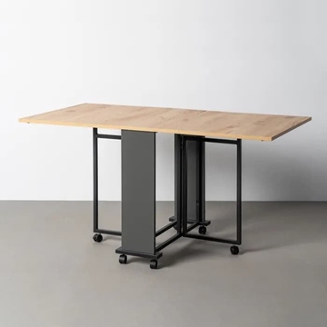 Mesa plegable negro-natural 148 x 71 x 74 cm - Imagen 2