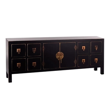 Mueble 8 cajones negro-oro madera 130 x 24 x 50,50 cm - Imagen 1