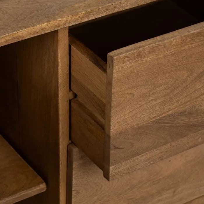 Mueble auxiliar natural madera de mango 80 x 40 x 80 cm - Imagen 5