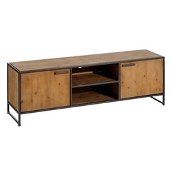 Mueble TV marrón-negro madera/metal 150x40x49 cm - Imagen 1