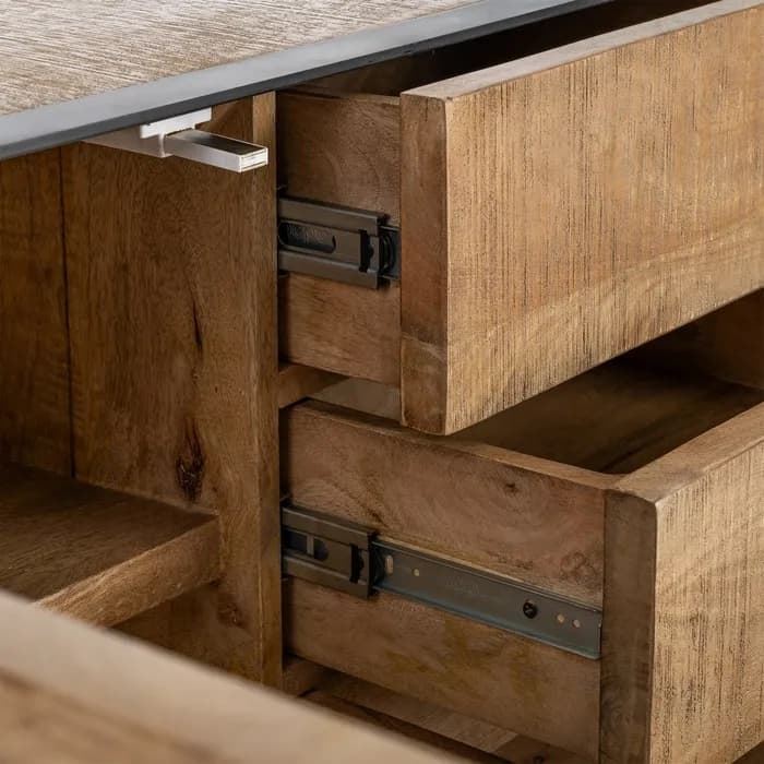 Mueble TV natural madera de mango salón 150 x 44 x 55 cm - Imagen 4