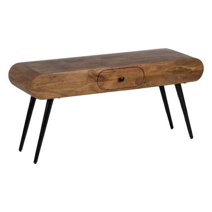 Mueble TV natural-negro madera/hierro 118x36x55 cm - Imagen 1