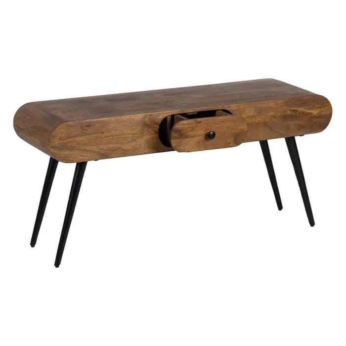 Mueble TV natural-negro madera/hierro 118x36x55 cm - Imagen 2