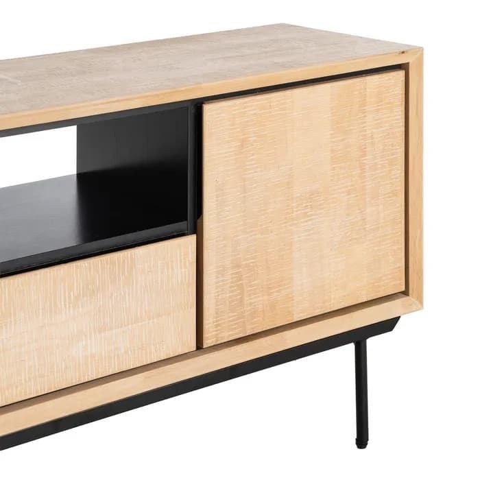 Mueble TV natural-negro madera-metal 148 x 40 x 62 cm - Imagen 3
