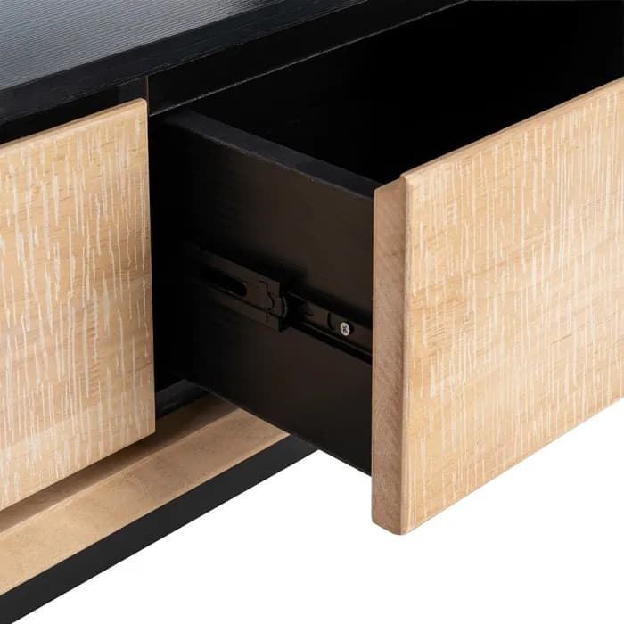 Mueble TV natural-negro madera-metal 148 x 40 x 62 cm - Imagen 6