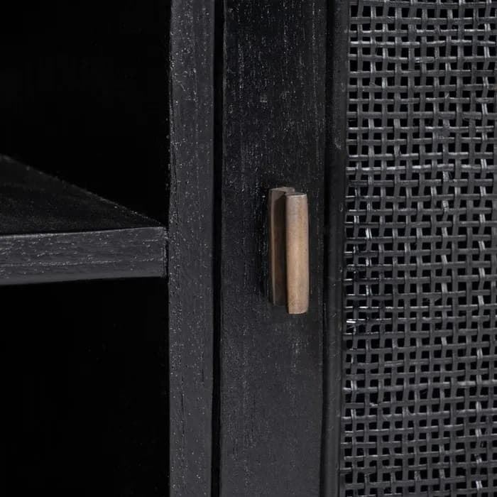 Mueble TV salón negro madera mindi 150x40x55 cm - Imagen 4