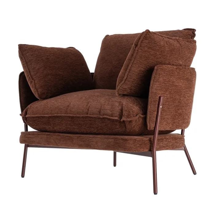 Sillón marrón oscuro tejido-metal 95 x 80 x 79 cm - Imagen 3